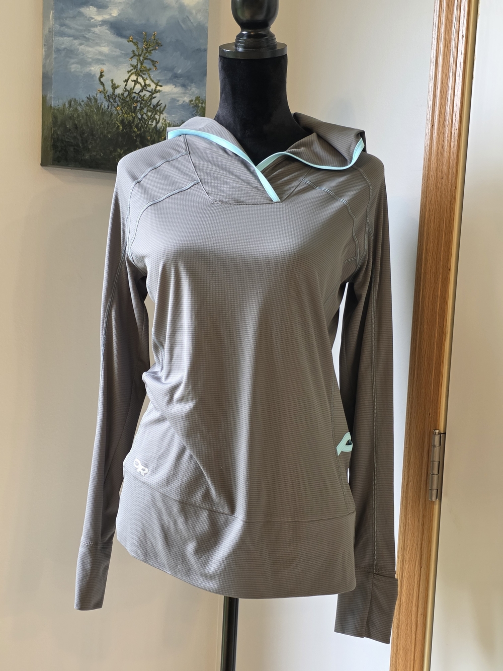 Women's Outdoor Research Echo Hoodie In Gray/Light Blue- Size Medium